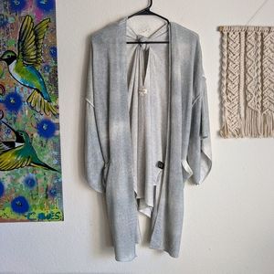 POL Light Green Unique Open Front Tie Back Cardigan Sz L